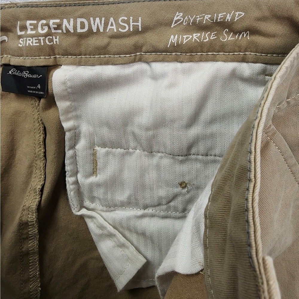 Eddie Bauer 4 Khaki Legendwash Stretch Boyfriend Chino Pants Prep Outdoor Casual - Picture 9 of 11